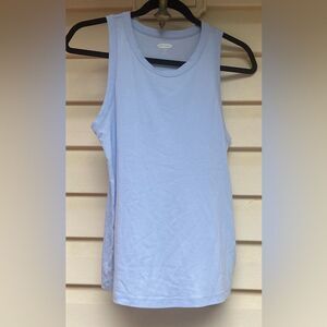 Old Navy light blue sleeveless shirt, cotton/elastin blend, round neck, size Med